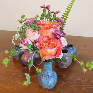 Precious Blooms in Handmade Pottery Bud Vase